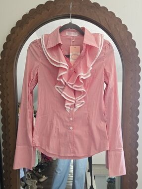 Womens Pink Striped Blouse